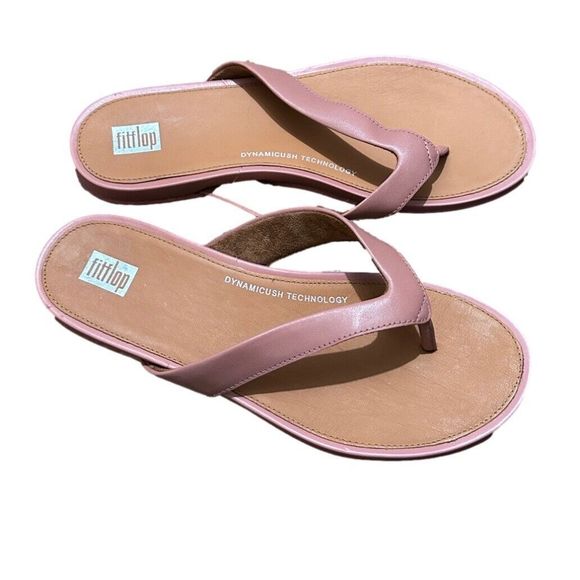 Shoes - FITFLOP Womens US 7 EU 38 Pink Gracie Leather Sandal Flats Flip Flop Thong